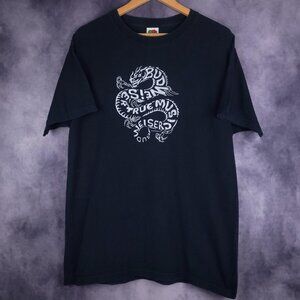 Vintage 00s Y2K Budweiser True Music dragon beer alcohol faded black shirt